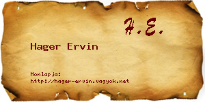 Hager Ervin névjegykártya